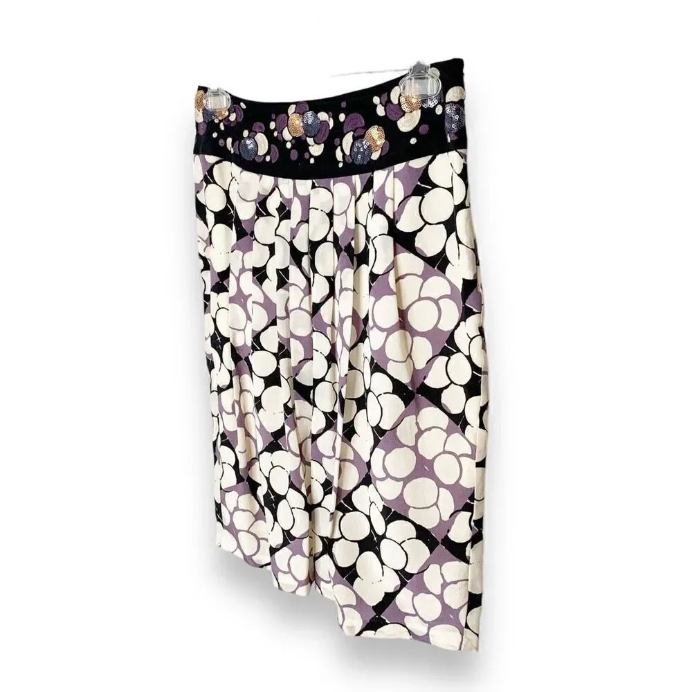 Anthropologie Floreat Silk Embroidered Sequin Bubbles Pencil Skirt Women’s Siz 2